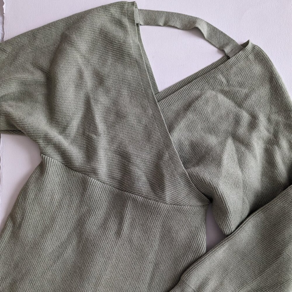 Batwing Sweater Mini Dress Sage